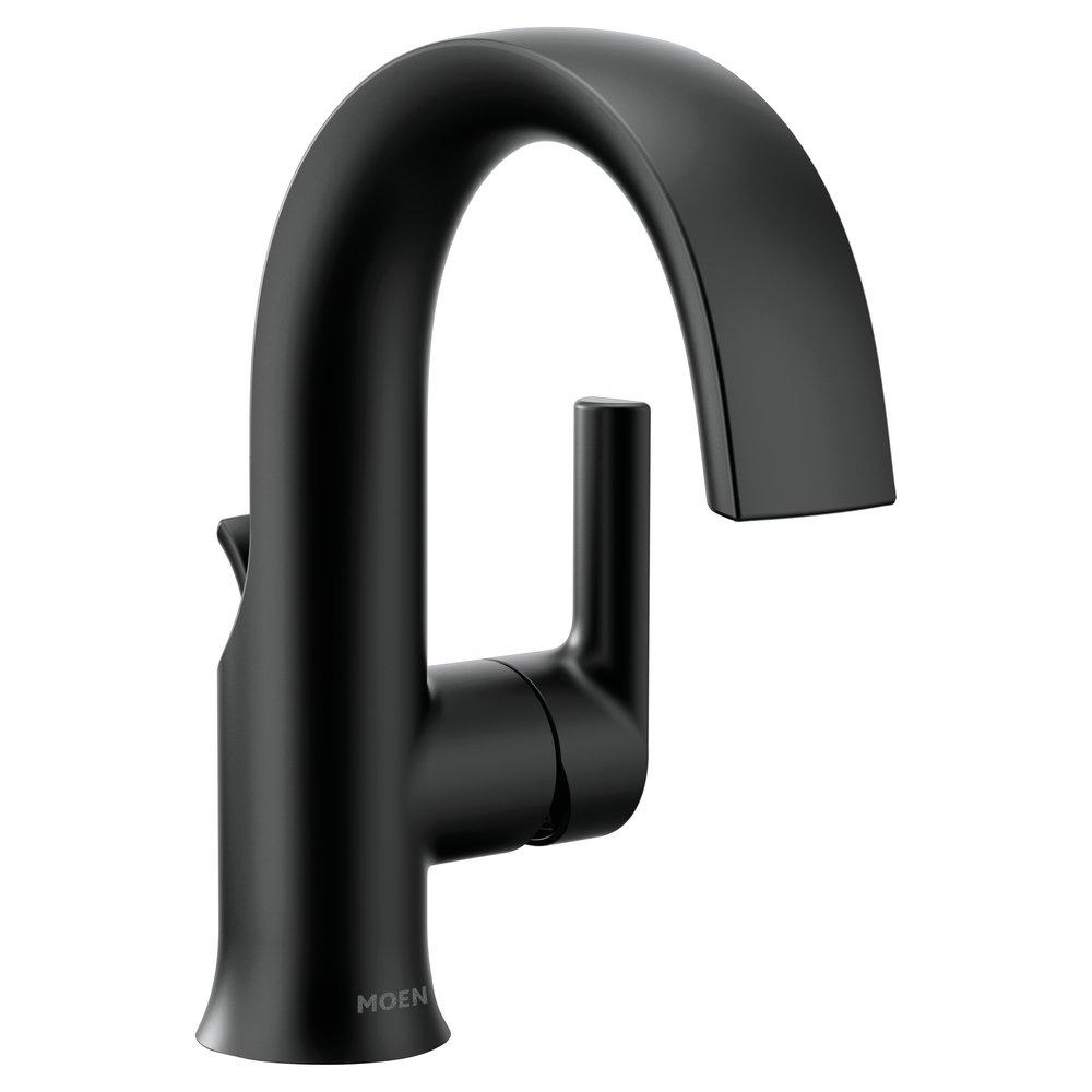 Moen S6910BL Doux Single Handle Monoblock Bathroom Sink Faucet in Matte Black