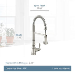 Moen S73104 Weymouth Single Handle Pull Down Kitchen Faucet