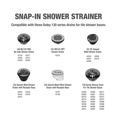 Oatey 42422 Universal 4-1/4 in. Snap-Tite Strainer Matte Black