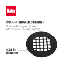 Oatey 42422 Universal 4-1/4 in. Snap-Tite Strainer Matte Black