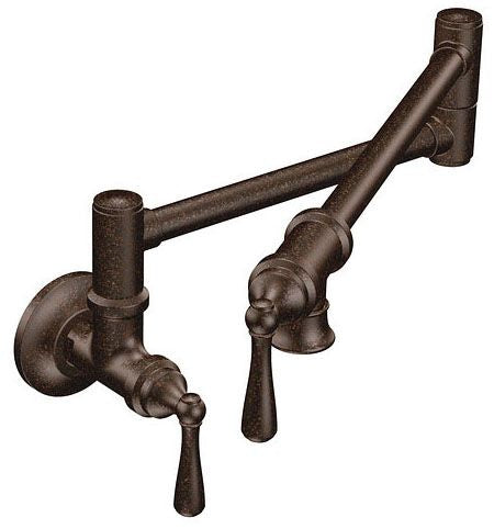 Moen S664ORB Traditional Wall Mount Pot Filler Kitchen Faucet Oil Rubbed Bronze