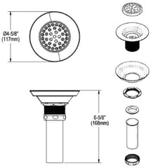 Elkay LK18 3-1/2 Drain Nickel Plated Brass Body Strainer and Tailpiece