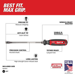 Milwaukee MT209 3/8 Slotted 8 Cushion Grip Screwdriver (USA)