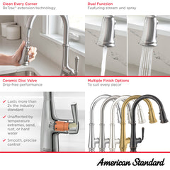 American Standard 4279300.GN0 Delancey Single-Handle Pull-Down Dual Spray Function Kitchen Faucet 1.5 gpm