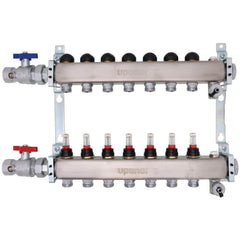 Uponor A2720702 7 Loop Stainless Steel Manifold Assy 1 1/4 With Flow Meter