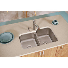 Dayton DXUH312010L 31-3/4 x 20-1/2 x 10 Stainless Steel Double Bowl Undermount Sink