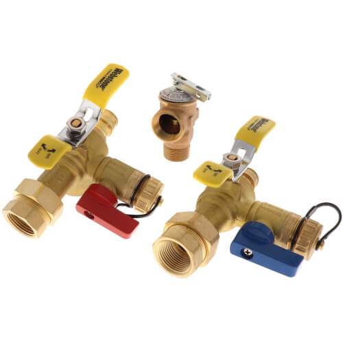 Webstone H-34443WPR 3/4 Expansion PEX Isolator E-X-P E2 TWH Service Valve Kit w/ 150 PSI Pressure Relief Valve (LF Ball Valves, Leaded PRV)