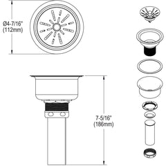 Elkay LK35B 4 1/2 in. Stainless Steel Basket Strainer Replacement MPN