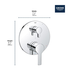 Grohe 29424000 LINEARE Pressure Balance Valve Trim with 3-Way Diverter with Cartridge