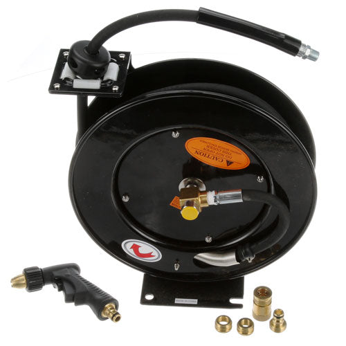 T&S Brass 5HR23209 Equip Hose Reel, Open, Powder Coated Steel, 35' of 3/8 Diameter Hose with Water Gun