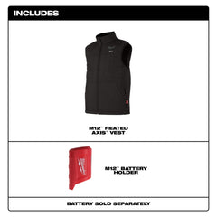Milwaukee Tool 305B-203X M12 Black Heated AXIS Vest Black 3X