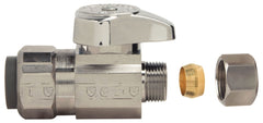 BrassCraft G2PS14XC 1/4-Turn Water Stop, Straight Valve, 1/2 Inch Nominal Push Connect x 3/8 Inch OD Compression