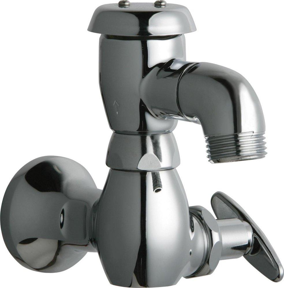 Chicago Faucets 952-CP Single Cross Handle Wall Mount Service Faucet in Polished Chrome