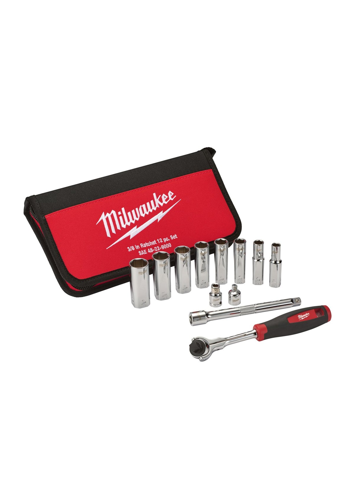 Milwaukee 48-22-9000 12PC 3/8 Drive SAE Socket Set