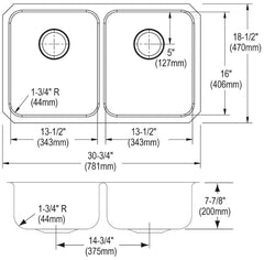 Elkay ELUH3118 Lustertone Classic Stainless Steel 30-3/4 x 18-1/2 x 7-7/8 Equal Double Bowl Undermount Sink