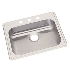 Dayton GE125213 Kitchen Sink 25 x 21-1/4 x 5-3/8 3-Hole Single Bowl Drop-In Sink