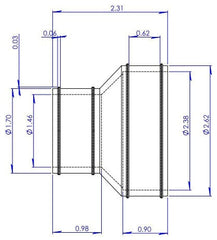 Fernco DTC-215 2 x 1-1/2 or 1-1/4 Elastomeric PVC Pipe to Tubular Trap Reducing Connector