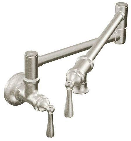 Moen S664SRS Pot Filler Spot Resist Stainless Two-Handle Kitchen Faucet