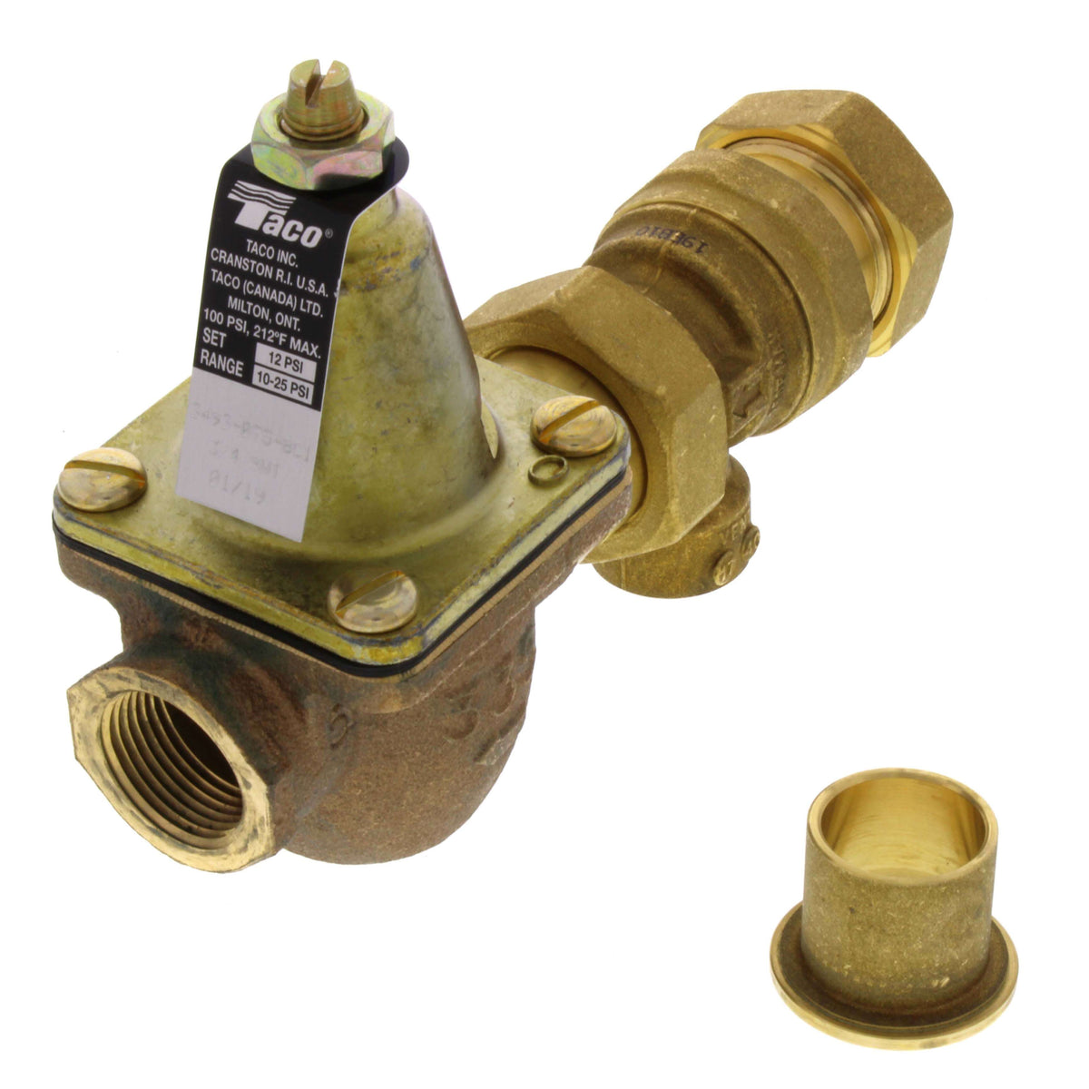 Taco 3493-075-BC1 3/4 Brass Combination Boiler Feed Valve & Backflow Sweat x NPT