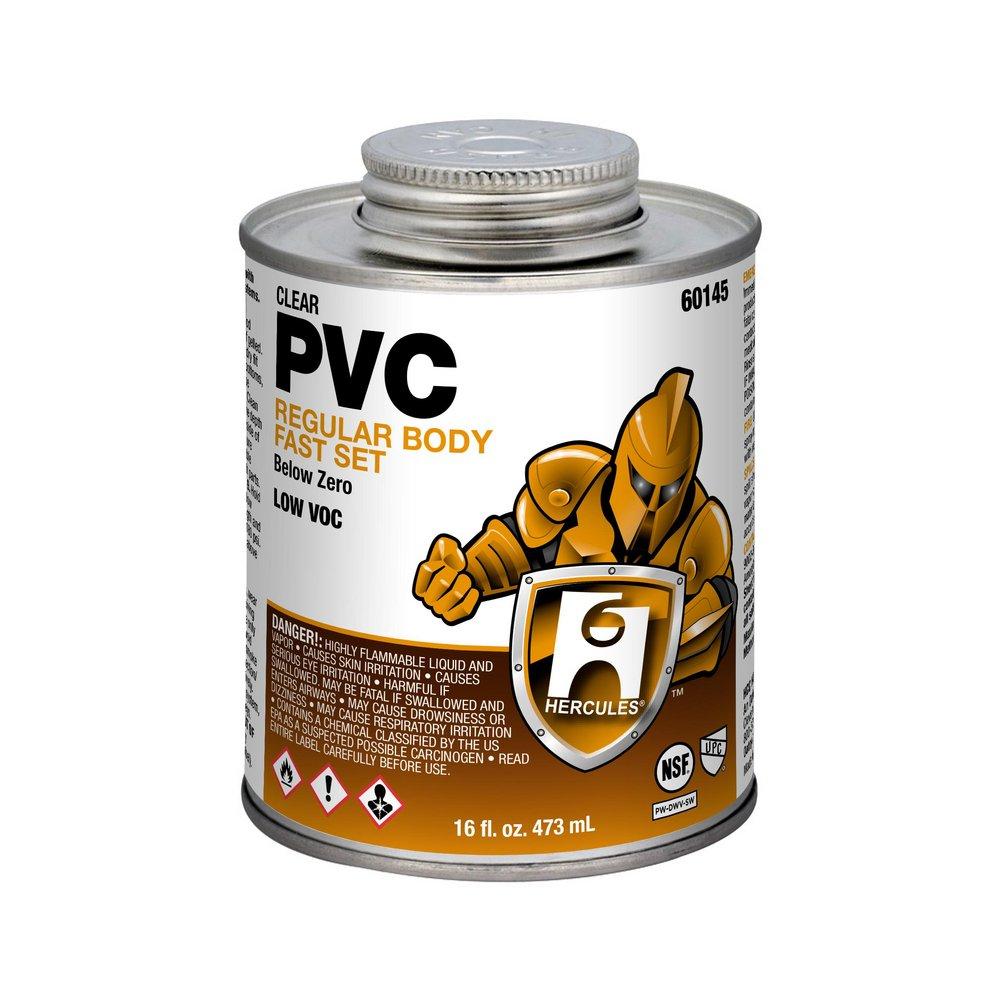 Hercules 60145 PVC Cement Clear Solvent Regular Body Fast Set 16 Ounce