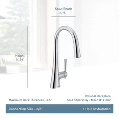 Moen 9126SRS Kurv Single Handle Pull Down Kitchen Faucet in Spot Resist Stainless