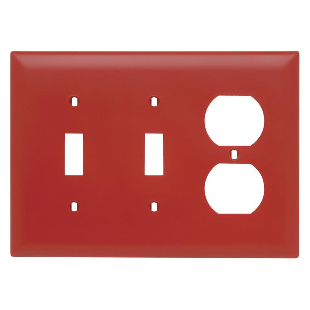 Legrand TP28RED Pass & Seymour 3Gang Wall Plate 2-Toggle / 1-Duplex Replacement MPN