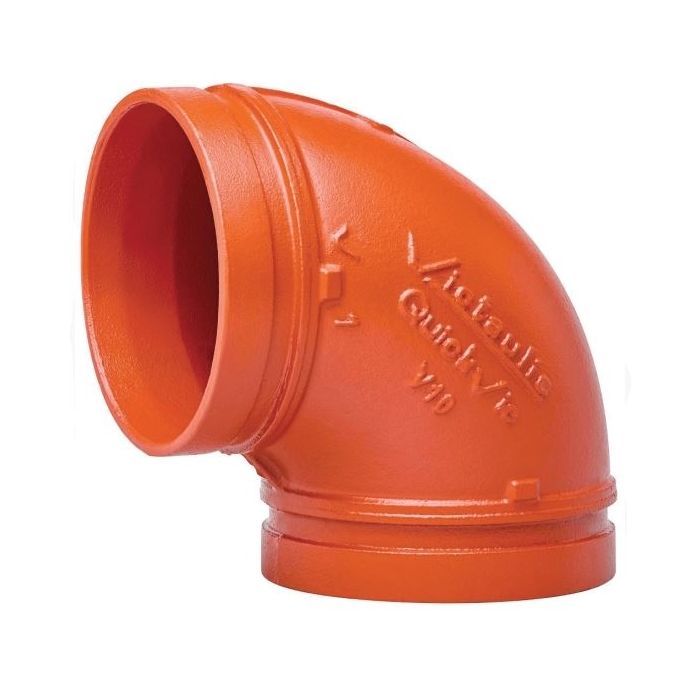 Victaulic F120V10P00 QuickVic Model V10 Orange Enamel Painted Ductile Iron 90 DEG Elbow, 12 IN, Grooved