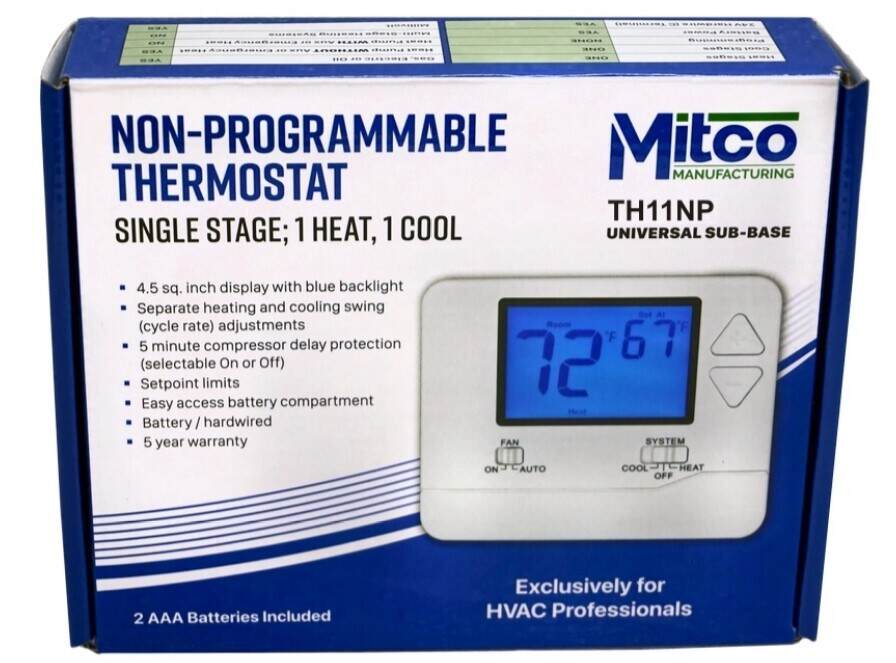 MITCO TH11NP NON PROGRAMMABLE THERMOSTATS