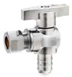 BMI 09636 1/2 x 1/4 PEX x OD Lead-Free Chrome Plated Forged Brass Supply Valve