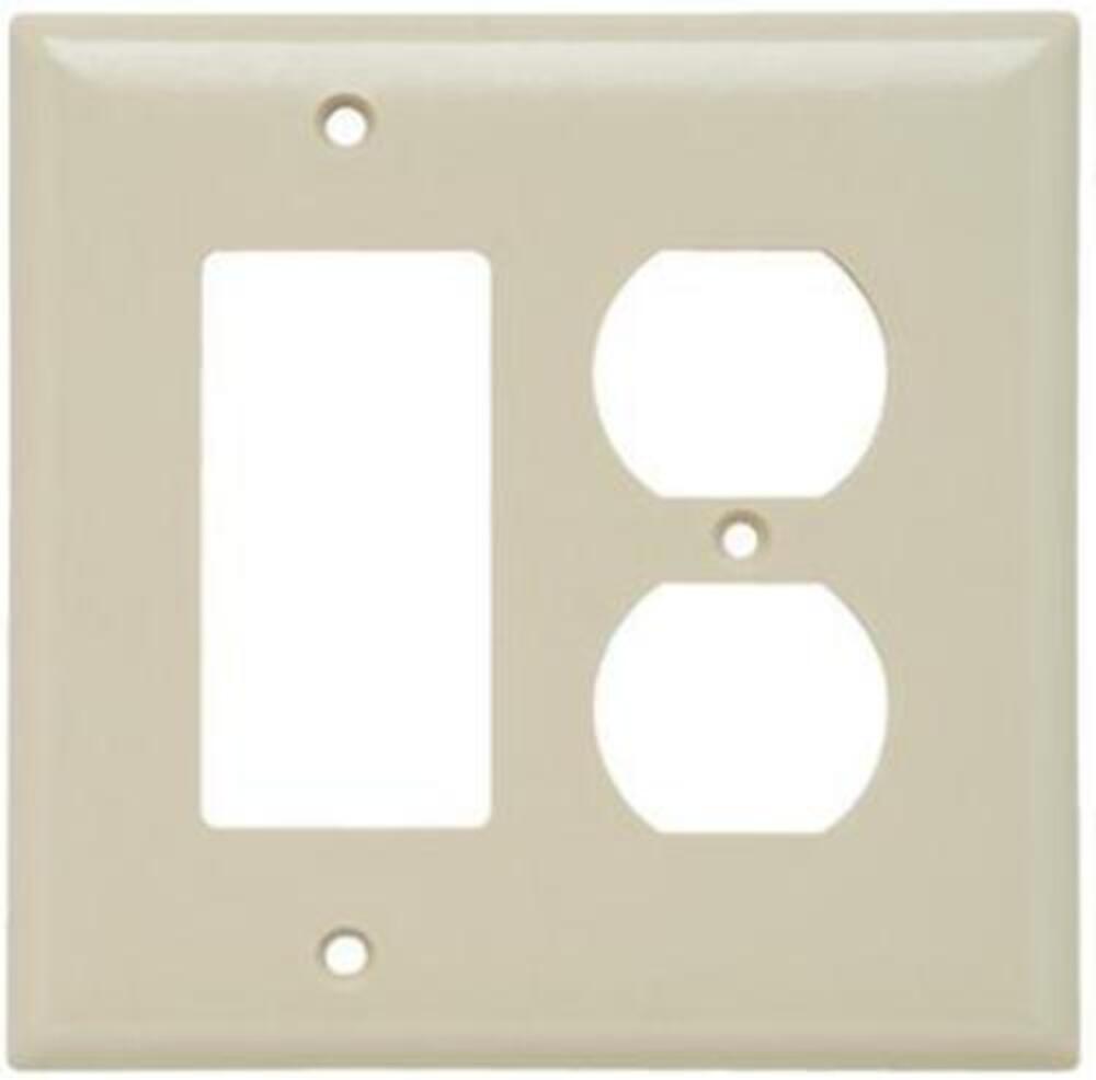 Legrand SPJ826-I Pass & Seymour Ivory 2-Gang 1 Duplex Receptacle and 1 Decorator Combination Openings