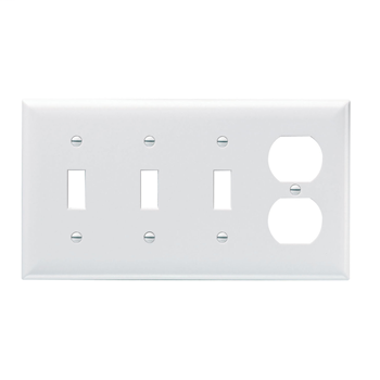 Legrand SP38-LA Pass & Seymour Standard Combination Wallplate 4-Gang 3-Toggle 1-Duplex