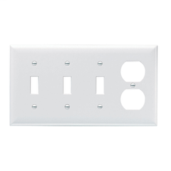 Legrand SP38-LA Pass & Seymour Standard Combination Wallplate 4-Gang 3-Toggle 1-Duplex