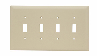 Legrand TPJ4I Pass & Seymour TPJ4-I 4Gang Wall Plate Toggle Switch Nylon Jumbo Ivory