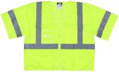 MCR Safety VCL3MLZX3 High Visibility Safety Vest Class 3 Polyester Mesh 3XL