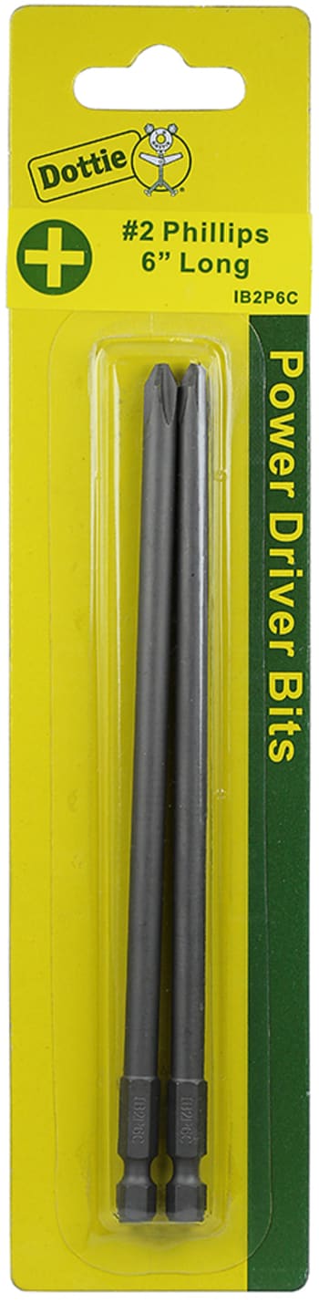 LH Dottie IB2P6C Power Bit, #2 Tip Size Phillips Tip Type, 6 Inch Over ...