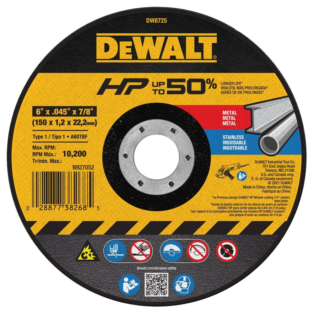 DEWALT DW8725Z 6 x .045 7/8 Arbor Metal Cut-Off Wheel