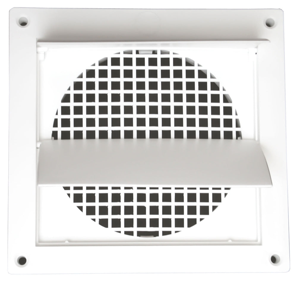 Builder's Best 110839 6 Diameter White Molded Plastic Wall Vent Louvered Hood with Screen