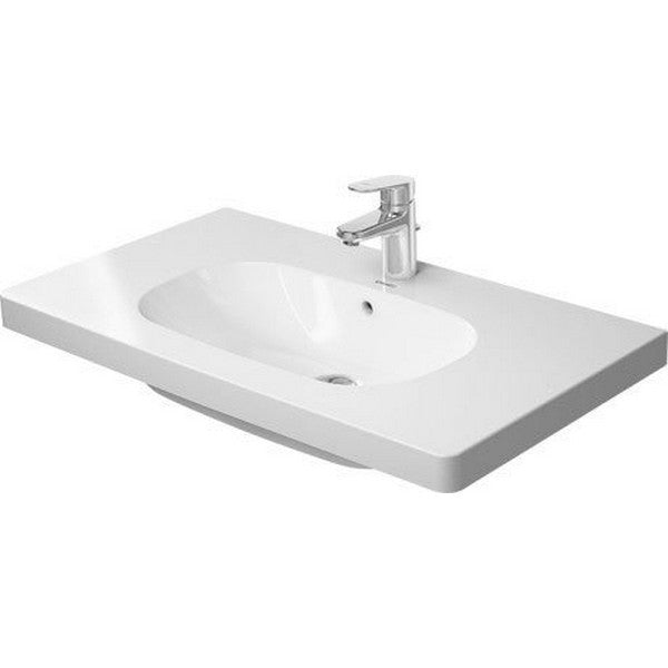 Duravit 03428500302 Lavatory Sink D-Code Wall Mount with Overflow 18-7/8 x 33-1/2 Inch 7-7/8 Inch Spread Rectangle White 3 Hole