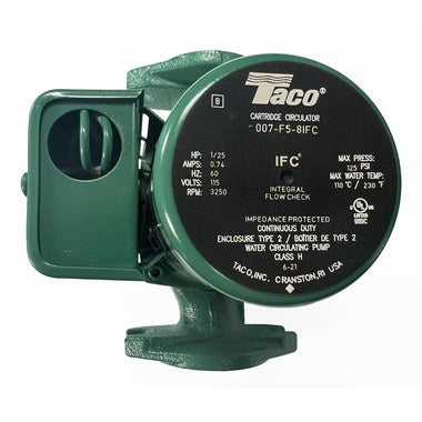 TACO 007-F5-8 IFC | Circulator Pump 00 Inline Cartridge Cast Iron Rotated Flange Integral Flow Check 1 Stage 1/25 Horsepower Stainless Steel