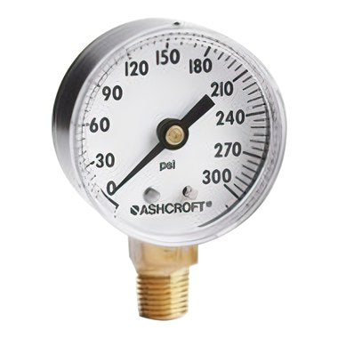 Ashcroft 25W1005H02L15 Pressure Gauge 1005 15PSI 2-1/2 Diameter 1/4 NPT Lower Bourdon Tube Panel Mount