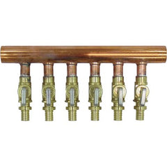 Uponor LF2500600 Manifold with ProPEX Ball Valve 1 Inch Copper Lead Free Brass 6 Outlet 1/2 Inch Branch