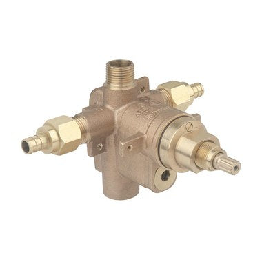 Symmons S262P1BODY Pressure Balance Valve Body with PEX Crimp Fittings 1/2 Inch IPS Brass Bronze and Stainless Steel with Integral Diverter 4 Port