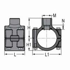 Spears 866S-525 Saddle Clamp Single Outlet EPDM Seal and Stainless Steel Hardware 6 x 1 Inch PVC Socket Schedule 80