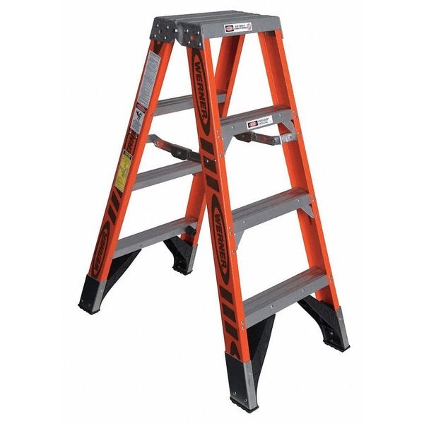 WERNER T7404 Twin Ladder, IAA, 4 ft, 375 lb Load Capacity