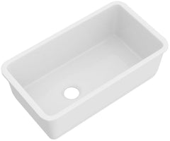 ROHL 6497-00 Italian Country Bath 34-1/2 x 18-31/32 in No-Hole Fireclay Single Bowl Undermount Kitchen Sink in White