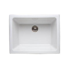 ROHL 6347-00 Lombardia 24 x 18-1/2 in. No Hole Fireclay Single Bowl Undermount Kitchen Sink in White