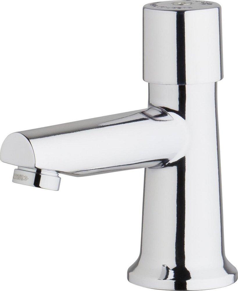 Chicago Faucets 3500-E2805ABCP Ecast® Single Handle Metering Monoblock Bathroom Sink Faucet in Polished Chrome