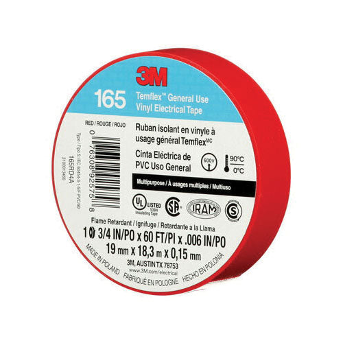 3M 3M 7100169492 Electrical Tape 3/4in 60ft Red