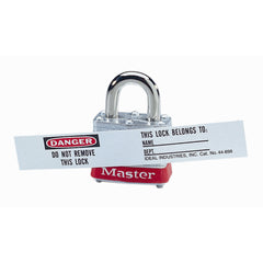 Ideal 44-898 Lock Label And Overlaminate, Vinyl Label With Peel-Off Adhesive Backing, Polyester Overlaminate, Package: 8 Of Each