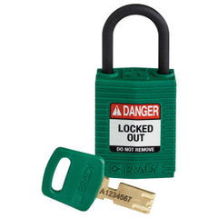 Brady CPT-GRN-25PL-KD SafeKey Lockout Padlock Nylon Green 1.0 in Plastic Shackle Keyed Different